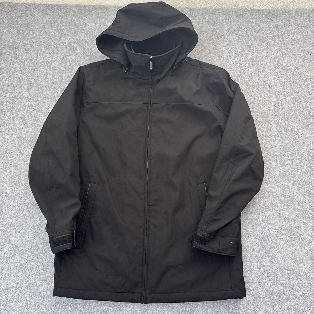 Weatherproof Men's Jacket Double Zipper Black Size XL Removable Hood